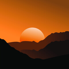 evening view on the mountain vector illustration 