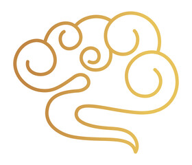 Smoke cloud in japanese style. Golden ink ornament