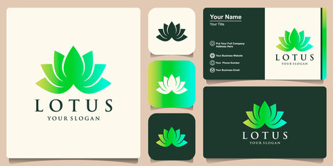 Creative Modern Colorful Lotus Flower Logo and business card design