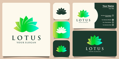 gradient Lotus Flower Logo and business card design