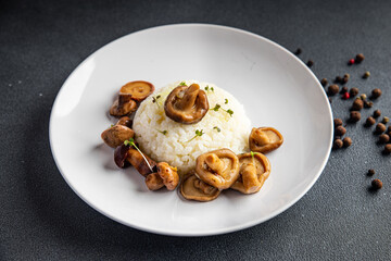 risotto mushroom rice meal mushrooms snack on the table copy space food background 