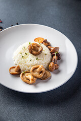 risotto mushroom rice meal mushrooms snack on the table copy space food background 