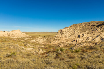 Fototapeta na wymiar Late Fall Coloradoan Landscape. Pawnee National Grasslands in Northeastern Colorado, USA