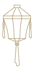 Lamp hanging from ceiling. East asian lantern. Golden line icon