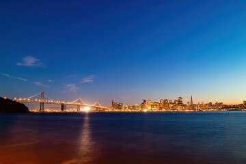 Sunset with of the San Francisco Oakland Bay Bridge