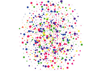 Blue Fun Confetti Decoration. Flying Star Background. Red Dot Illustration. Festive Square Background. Purple Wallpaper Circle.