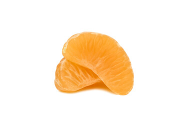 Isolated citrus segments. Tangerines slices on white background with clipping path. High quality photo. Clementines