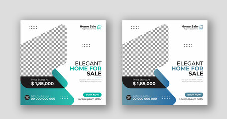 Business real estate social media post square flyer banner template