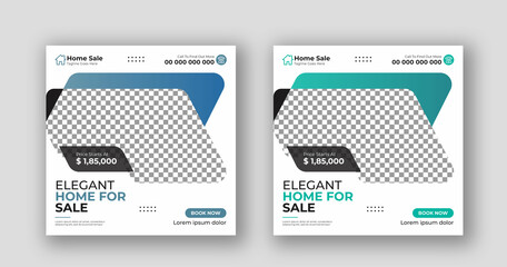 Business real estate social media post square flyer banner template