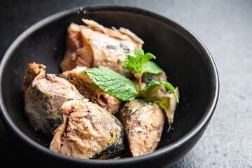 mackerel canned fish seafood meal snack copy space food background rustic pescetarian diet
