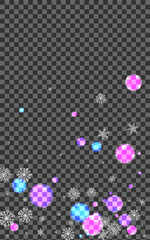 Bright Glare Background Transparent Vector. Flake Pattern Design. Purple January. Silver Circle Effect. Decoration Card.