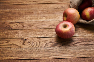 apples on a wooden table vitamins fresh fruits organic