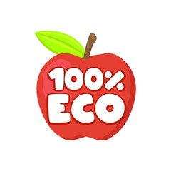 100% Eco Sign Emoji Icon Illustration. Ecology Food Vector Symbol Emoticon Design Clip Art Sign Comic Style.