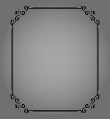 Decorative frame Elegant vector element for design in Eastern style, place for text. Floral black and gray border. Lace illustration for invitations and greeting cards