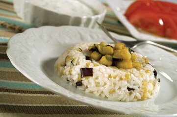 rice aubergine food