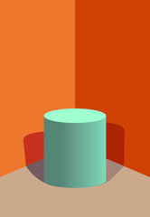 3d render of a red and yellow blocks podium