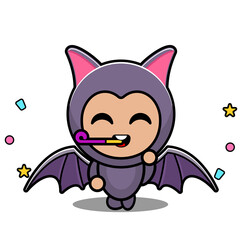 vector cartoon character cute bat animal mascot costume birthday whistle