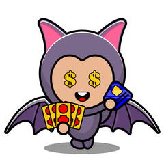 vector cartoon character cute bat animal mascot costume holding credit card