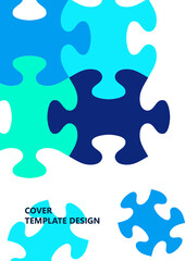 Bright color puzzle, puzzle with place for text. The idea of unity, teamwork. Vector