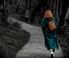 woman walking in the park
