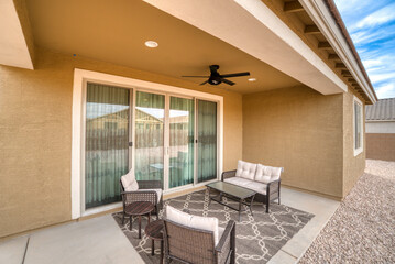 Back patio with furniture
