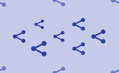 Seamless pattern of large isolated blue share symbols. The pattern is divided by a line of elements of lighter tones. Vector illustration on light blue background