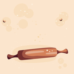 Rolling. Merry Christmas, cozy winter, New Year, homemade coockies, cooking concept. Vector illustration for poster, banner, website, cover.