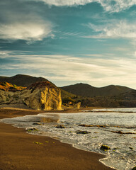sunrise on a beach of Cabo de Gatas, in Almeria, Spain