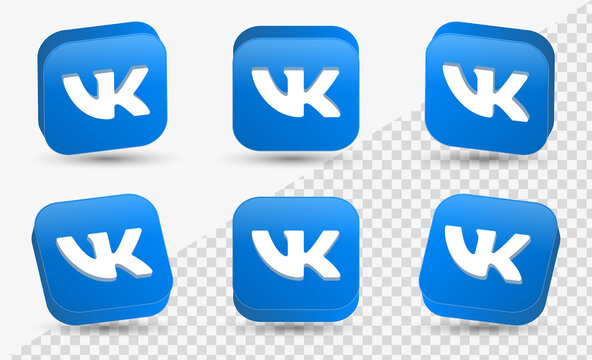 3d vk vkontakte logo social media icon 3d frame - vkontakte vk square button logo 3D icon - popular social media icons in modern buttons - vk 3d render logo - social network platforms 
