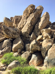 Nature landscape with rocks over blue sky