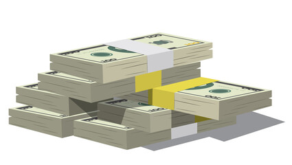 Money bundle of dollars bank notes. Pack of dollars. Vector illustration eps10