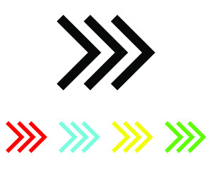 Right arrow icon, arrow icon vector in trendy flat style. Set elements in colored icons. arrow icon illustration isolated on white background.