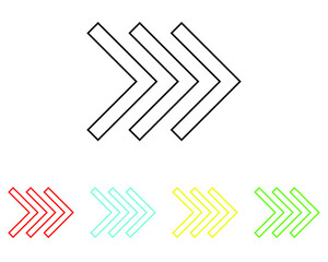 Right arrow icon, arrow icon vector in trendy flat style. Set elements in colored icons. arrow icon illustration isolated on white background.