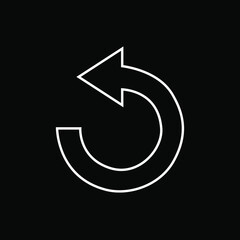 Undo Icon. Back or Return icon vector in trendy flat style. Undo icon image, Undo icon illustration isolated on black background