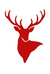 Red vector buck deer stag reindeer moose head with antlers.Outline silhouette drawing illustration.Vinyl Wall Sticker decal.T shirt print.Cricut.Plotter Cutting.Laser cut.Christmas decor.Buffalo plaid