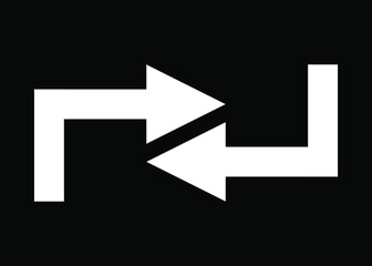 Opposite direction of arrow Icon in flat design on black background, vector illustraton.