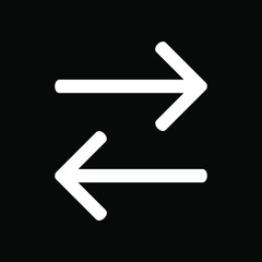 Left right arrow vector icon. Arrow navigation icon sign symbol. Flat design style. Vector icon on black background