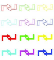 Opposite direction of arrow Icon in flat design on white background. Set elements in colored icons. vector illustraton.