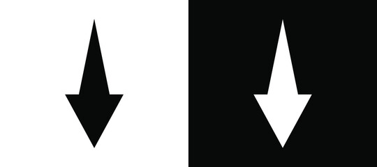 Down Arrow Icon. Down arrow icon vector in trendy flat style. Down arrow icon image, Down arrow icon illustration isolated on white and black background