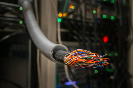 There is a damaged stranded trunk cable in the server room. Breakage in the communication wire
