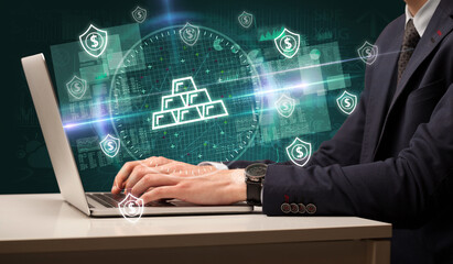 business hand working in stock market