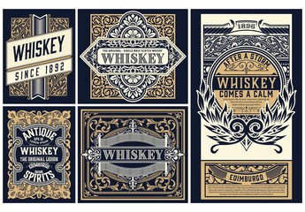Set of 6 Vintage Labels for Packing
