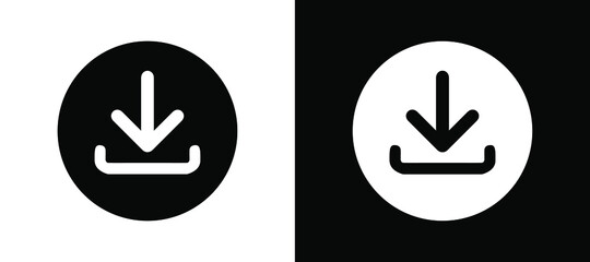 Download Vector Icon. Download icon in trendy flat style. Download icon image, Download icon illustration isolated on white and black background