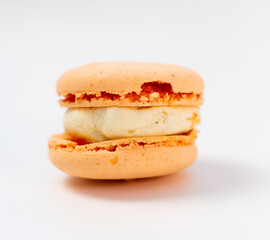 Macaroons on a white background, colorful macaroons french cookies. Macaroons.