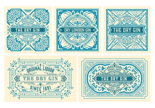Set of 5 Vintage Labels for Packing