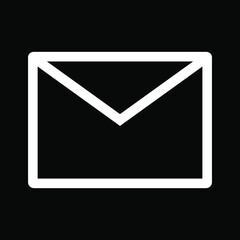 Simple flat icon mail design. New message icon email and website button vector image. Email icon illustration isolated on black background