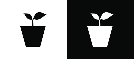 Potted Plant Vector Icon. Potted plant icon in trendy flat style. Potted plant icon image, Potted plant icon illustration isolated on white and black background