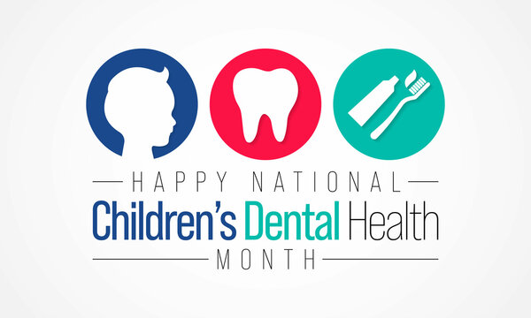 National Children's dental health month is observed every year in February, to teach children the importance of good oral hygiene at an early age and visiting the dentist regularly. Vector art