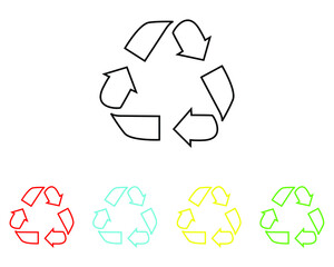 Obraz premium Recycle icon vector. Recycling and rotation arrow icon trendy flat style. Set elements in colored icons. Recycling icon image, Recycling icon illustration isolated on white background