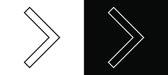 Right arrow icon, arrow icon vector in trendy flat style. Arrow icon image, arrow icon illustration isolated on white and black background.